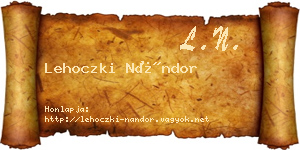 Lehoczki Nándor névjegykártya